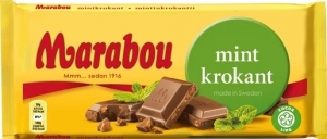 Шоколад молочный с мятой Marabou 200 гр