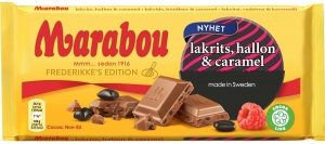 Шоколад молочный лакрица малина и карамель Marabou 185 гр