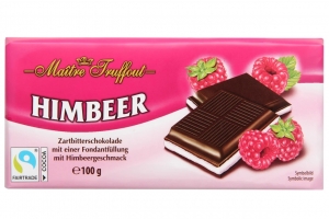 Шоколад тёмный с начинкой крем малина Maître Truffout 100 гр