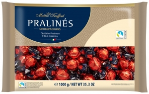 Шоколадные конфеты Pralines red/gold milk chocolate with hazelnut cream Maître Truffout 1000 гр